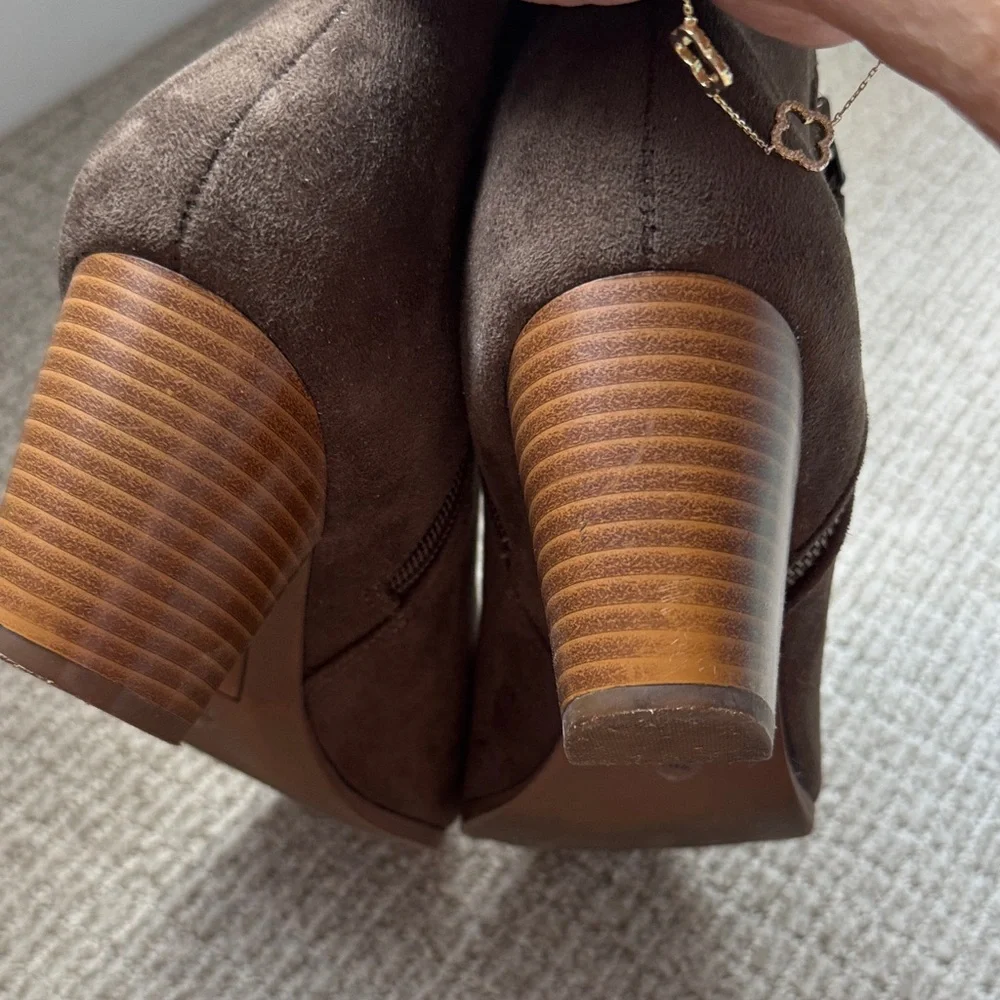 Style & Co. Brown Suede Ankle Booties with Side Zip